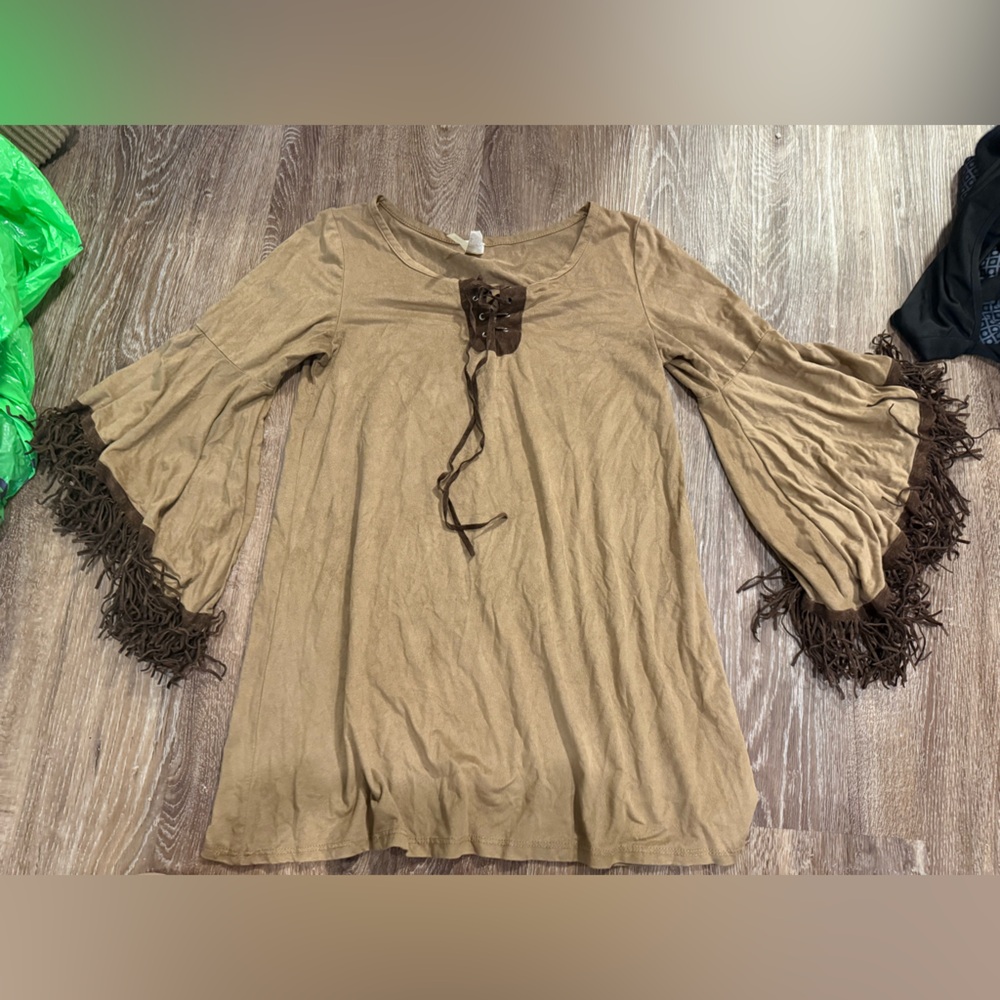 Brown fringe top